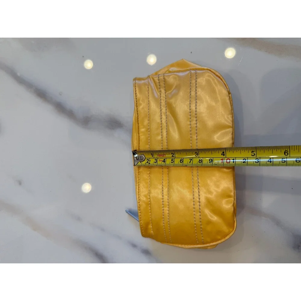 Clinique Yellow Quilted Nylon Makeup Bag Cosmetic Pouch Travel Case Zip Top